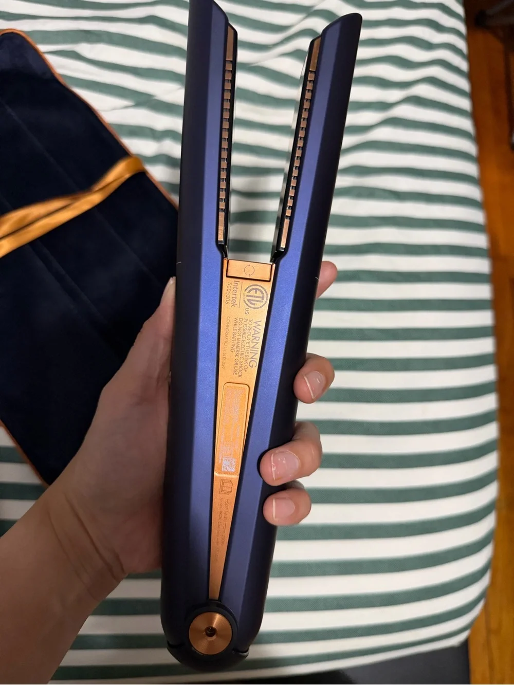 Dyson Navy Blue and Rose Gold Hair Straightener with Case